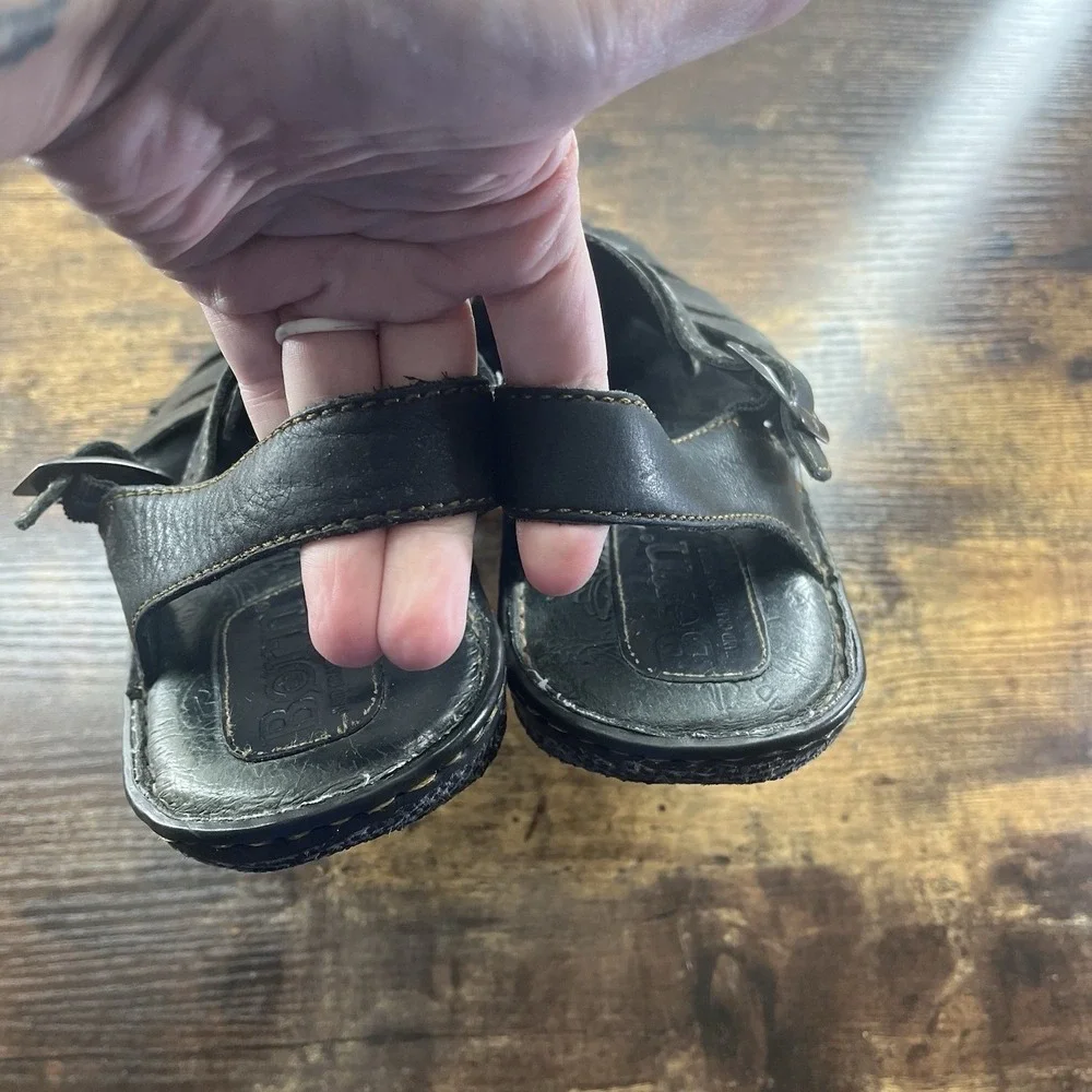 Born Cabot Fisherman Sandals Black Leather Closed Toe Casual Men's Sz 9 VTG 90s